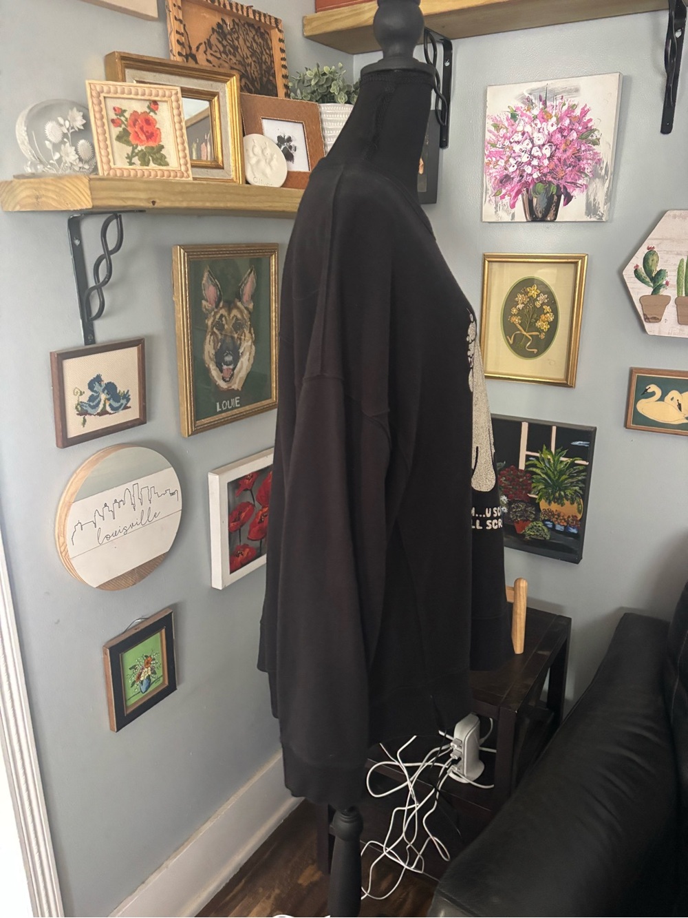 Aerie the chill crew oversized sweatshirt black ghost ice cream Halloween L - Picture 5 of 6